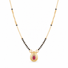KZ Gold Plated Horseshoe Ruby CZ Mangalsutra for Women Black Bead Chain Stone Frame Pendant FS