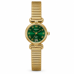 Watches Gold-Tone Pear Shape Green Dial Crystal Stone Bracelet Watch for Women