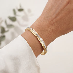 Greek Key Maze Slim Baby Kada Bangle | Gold Plated Engraved Vintage Stackable Bracelet for Women