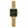 Watches Gold-Tone Square Black Dial Crystal Accent Mesh Bracelet Watch for Women