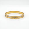 Pave CZ Bezel Accent Eternity Baby Kada Bangle | Gold Plated Slim Stackable Bracelet for Women