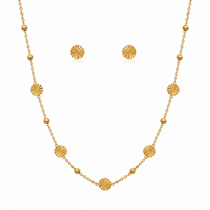 Anti tranish Gold plated 125 No. Flower Chain with Minimal Flower Earrings for adults - 1 Pc