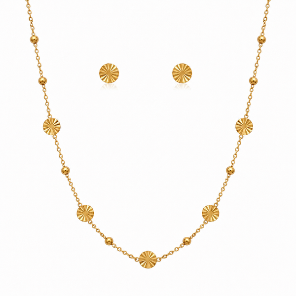 Anti tranish Gold plated 125 No. Flower Chain with Minimal Flower Earrings for adults - 1 Pc