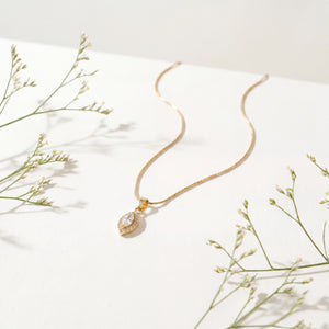 Gold Mini Marquise CZ Drop Pendant Chain Anti-Tarnish Necklace