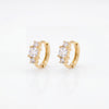Gold Plated Three Stone Princess CZ Huggie Hoop Earrings
