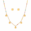 Anti tranish Gold plated 150 No. Minimal square drop pendant Chain with Studd square earring for adults - 1 Pc