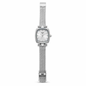 Watches Silver-Tone Square Dial Mesh Bracelet Watch for Women
