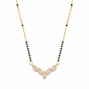 KZ Gold Plated Marquise Cluster CZ Mangalsutra for Women Black Bead Chain Floral Fan Pendant FS