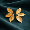Anti-Tarnish Gold Plated Hanging Half Flower Earrings - 1 Pair