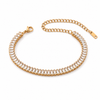 Gold Plated Rectangular Baguette White Stone Continuous Tennis Bracelet with Lobster Clasp