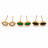 Earrings Crystal, Emerald & Black Kite Halo Stud Earrings Set of 3 Pairs