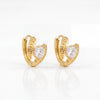 Gold Plated Heart Drop CZ Hoop Earrings