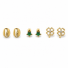 Earrings Gold-Tone Floral, Leaf & Clover Stud Earrings Set of 3 Pairs