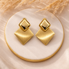 Anti-Tarnish Gold Plated Gold Stud with Gold Square Earrings - 1 Pair