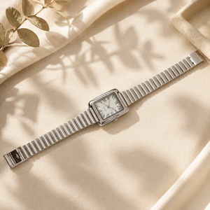 Watches Silver-Tone Square Dial Roman Numeral Bracelet Watch for Women