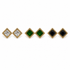 Earrings Crystal, Emerald & Black Onyx Square Halo Stud Earrings Set of 3 Pairs