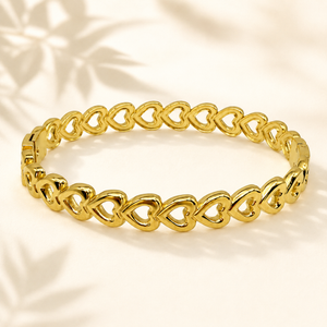 Gold Scattered Brilliant Diamond Oval Kada for Women | Prong Set Scattered Stone Stainless Steel Ladies Bangle | Contemporary Design Jewellery