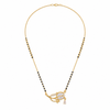 KZ Gold Plated Tulip Leaf CZ Mangalsutra for Women Black Bead Chain Petal Pear Drop Pendant FS