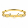 Real Heart Shaped White Stone Gold Oval Kada for Women | Bezel Heart Crystal Stainless Steel Ladies Bangle | Romantic White Stone Jewellery