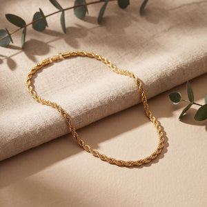 Men's Gold Plated Stainless Steel Wheat (Spiga) Chain