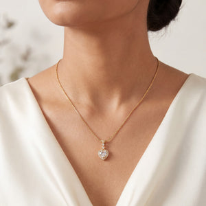 Gold Mini Heart CZ Pave Pendant Chain Anti-Tarnish Necklace