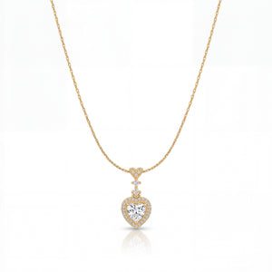 Gold Mini Heart CZ Pave Pendant Chain Anti-Tarnish Necklace