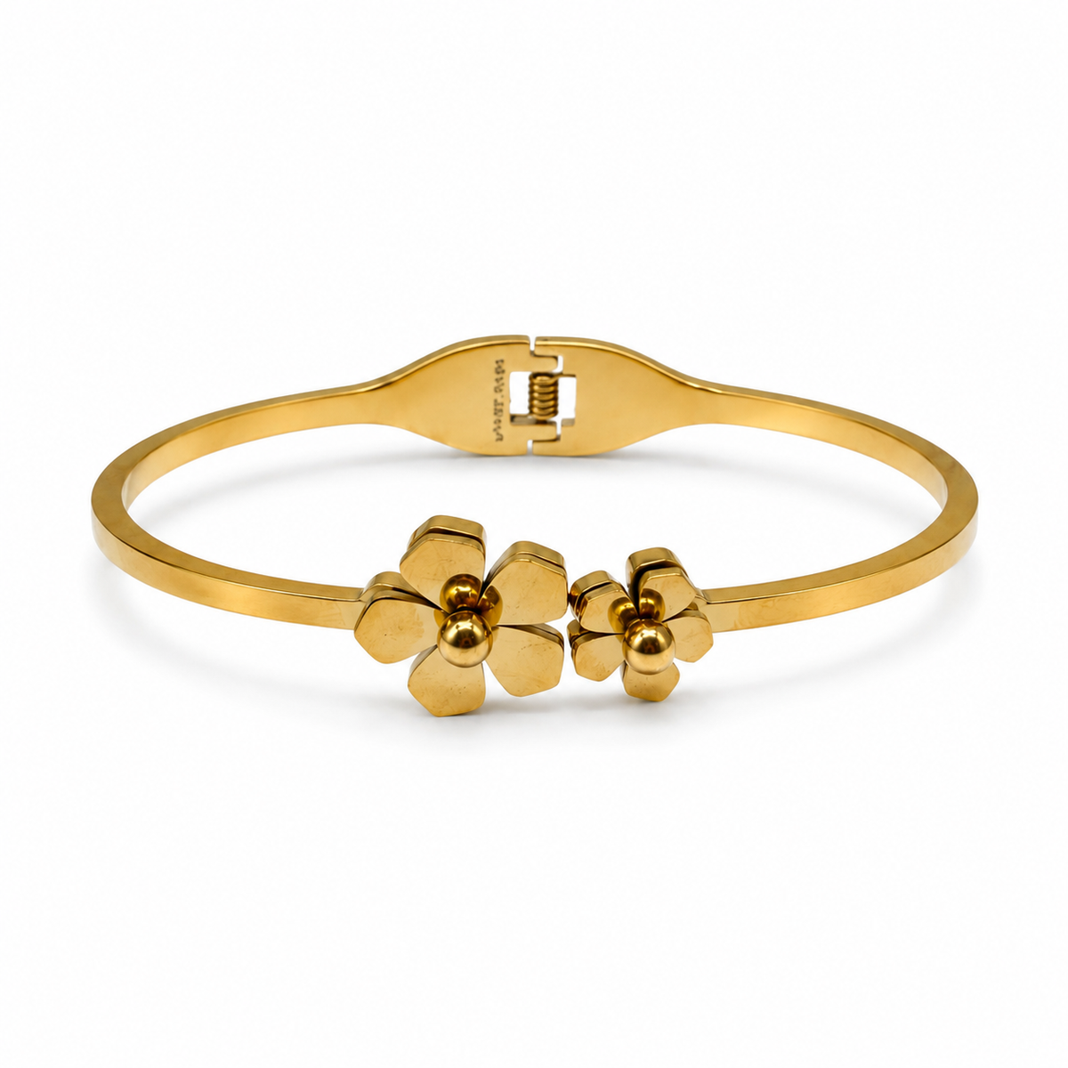 Gold Honeycomb Diamond Oval Kada for Women | Hexagonal Stone Pattern Stainless Steel Ladies Bangle | Geometric Design Jewellery