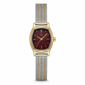 Watches Gold-Tone Octagonal Maroon Dial Multi Strand Bracelet Watch for Women