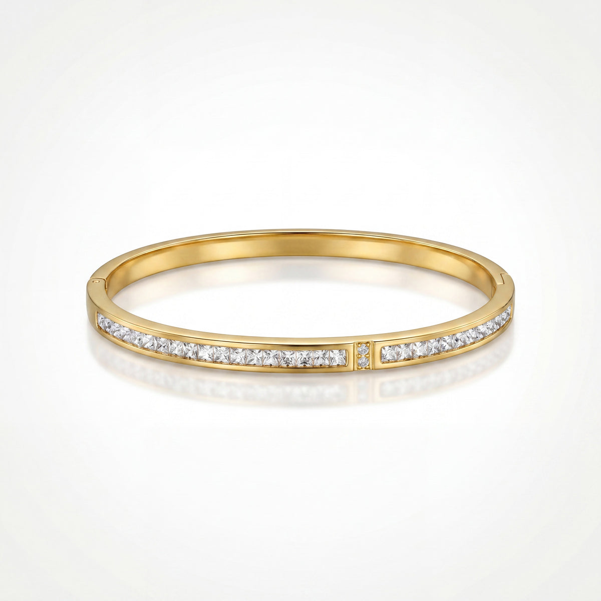 Slim Pave CZ Eternity Baby Kada Bangle | Gold Plated Minimalist Stackable Bracelet for Women