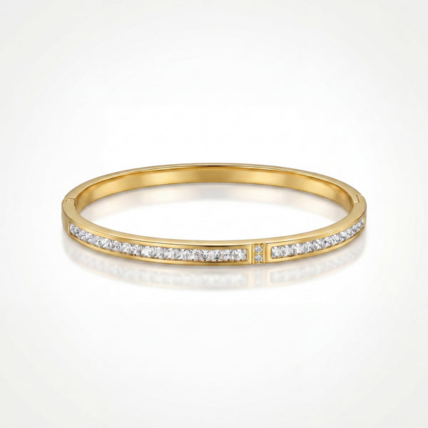 Slim Pave CZ Eternity Baby Kada Bangle | Gold Plated Minimalist Stackable Bracelet for Women