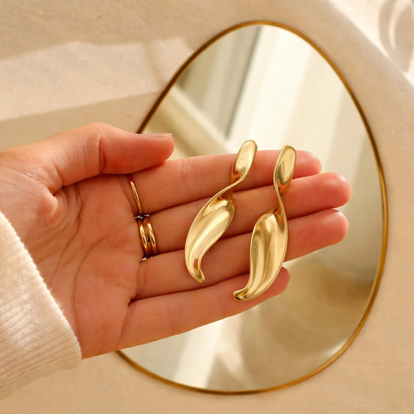 Anti-Tarnish Gold Plated Spiral Earrings - 1 Pair