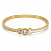 Gold Twisted Rope Diamond Oval Kada for Women | Braided Band Stone Stainless Steel Ladies Bangle | Textured Festive Jewellery