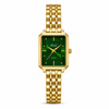 Watches Gold-Tone Rectangular Green Dial Minimal Chain Bracelet Watch for Women
