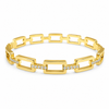 Gold Rectangular Link Chain Kada for Women | Square Frame Open Link Stainless Steel Ladies Bangle | Bold Contemporary Jewellery
