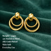 Anti-Tarnish Gold Plated Hanging 2 Spiral and 1 Plain Loop Earrings - 1 Pair