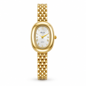 Watches Gold-Tone Round Dial Panther Link Bracelet Watch for Women