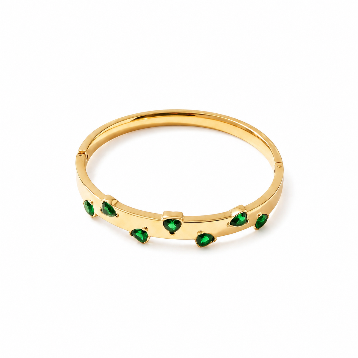 Round Green Emerald Look Baby Kada Bangle | Gold Plated Five Stone Bezel Stackable Bracelet for Women