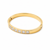 Princess Cut Channel Set CZ Eternity Baby Kada Bangle | Gold Plated Square Stone Bracelet for Women