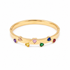Multi Colour Rainbow Stone Baby Kada Bangle | Gold Plated Five Stone Bezel Stackable Bracelet for Women