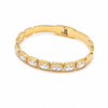 Princess Cut Bezel CZ Eternity Baby Kada Bangle | Gold Plated Five Stone Statement Bracelet for Women
