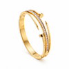 Open Bypass Nail Design Pave CZ Baby Kada Bangle | Gold Plated Screw Head Cuff Bracelet for Women