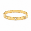 Linked Square Plaque Heart CZ Baby Kada Bangle | Gold Plated Stationed Cuff Bracelet for Women
