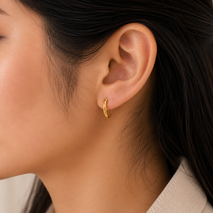 Earrings Black Enamel Baguette Drop Huggie, Circle Hoop & Gold Ball Stud Earrings Set of 3 Pairs