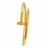 Gold Nail Shape Cuff Kada for Women | Stainless Steel Anti Tarnish Open End Bangle | Stylish Wrist Jewellery