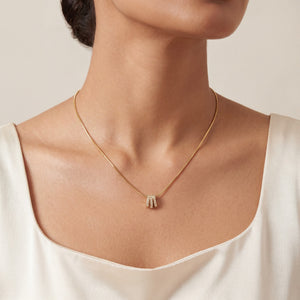Gold Three Stone CZ Trilogy Pendant Chain Anti-Tarnish Necklace