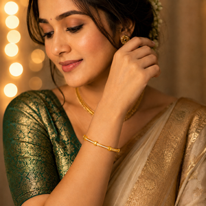 Gold Princess Cut Diamond Panel Oval Kada for Women | Square Stone Stainless Steel Ladies Bangle | Geometric Festive Jewellery