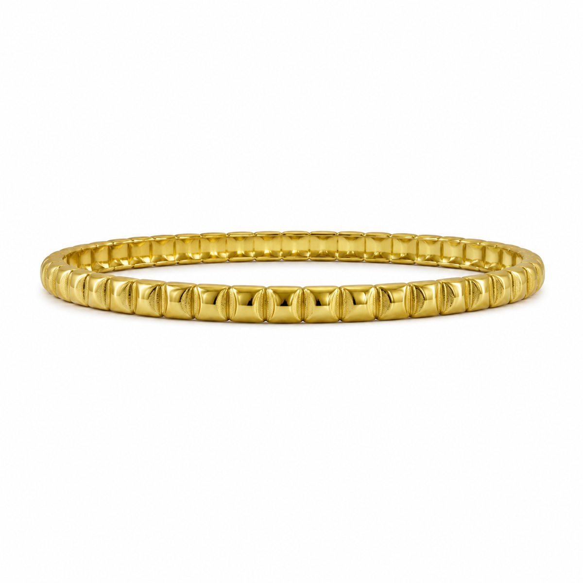 Gold Petal Leaf Textured Stud Oval Kada for Women | No Stone Embossed Floral Stainless Steel Ladies Bangle | Texture Festive Jewellery