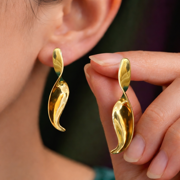 Anti-Tarnish Gold Plated Spiral Earrings - 1 Pair