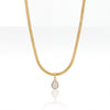 Gold Teardrop CZ Pendant Snake Chain Anti-Tarnish Necklace
