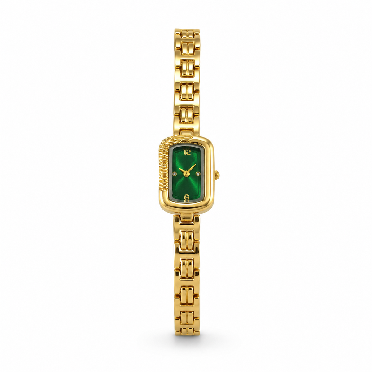 Watches Gold-Tone Rectangular Green Dial Bracelet Watch for Women